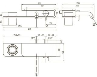 Встраиваемый смеситель для раковины Paini Pad PDCR208B0 хром